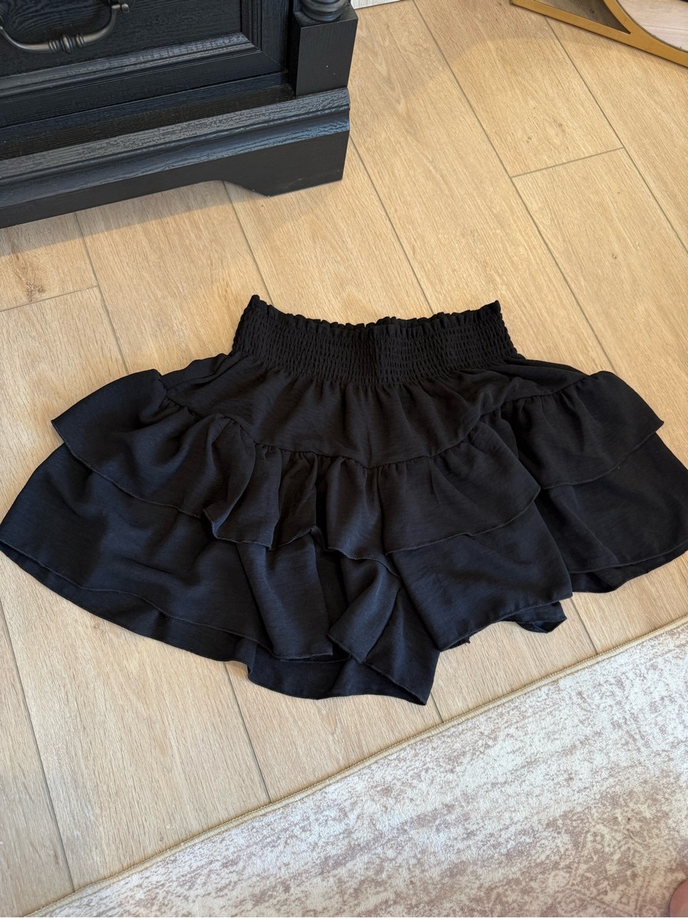 Black Ruffle Tiered Shorts